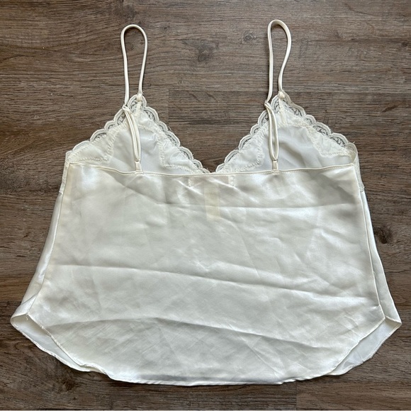 80s White Silky Lace Trim Camisole - Picture 2 of 9